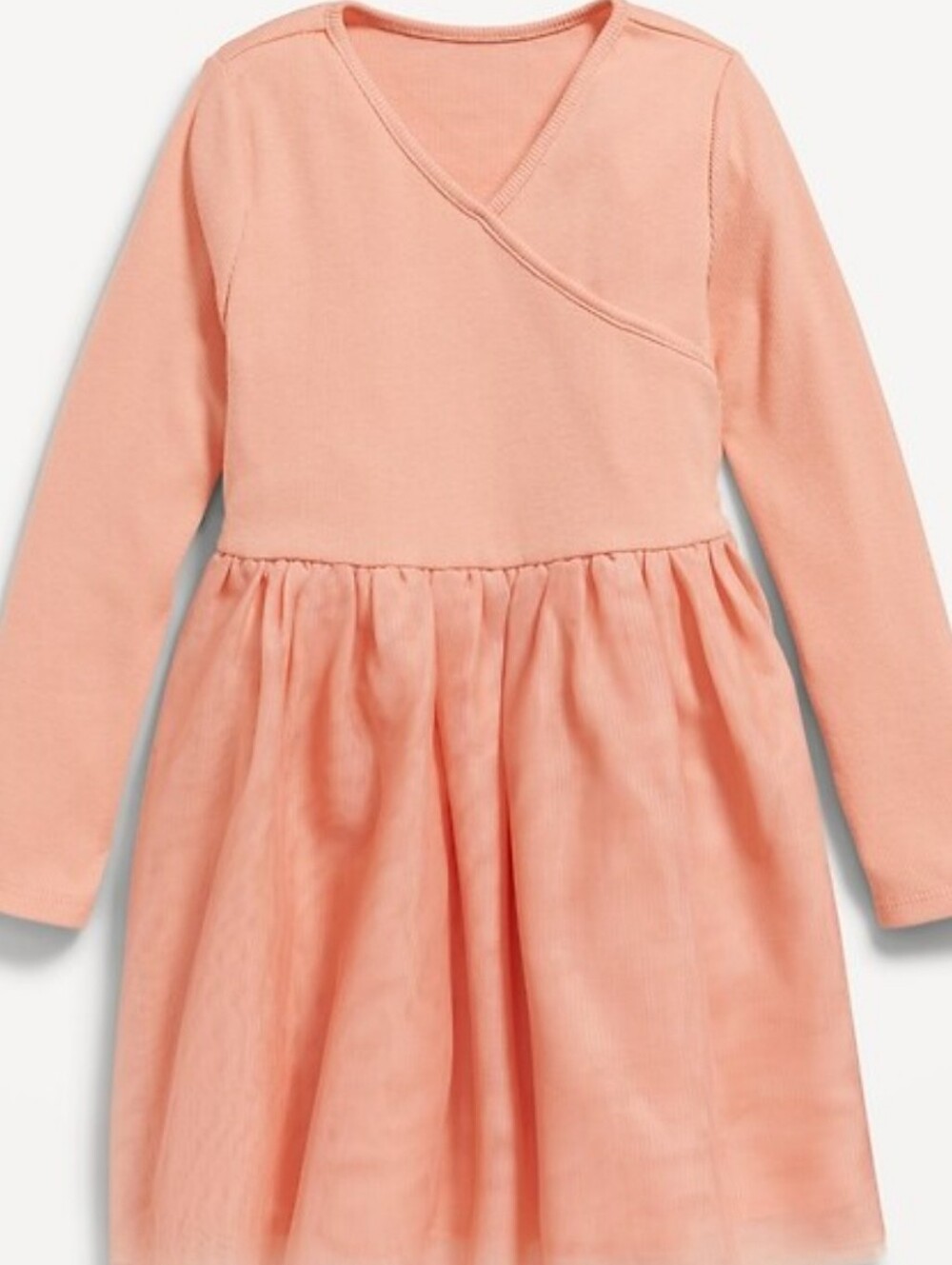 Old Navy Girl's  Long Sleeve Wrap-Front Dress in Peach, Size 3T